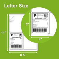 4 Lembar Label Kosong yang Dapat Dicetak 4x5 Inci, Sudah Dipotong, Stiker Perekat untuk Printer Laser dan Inkjet, Label Pengiriman dan Pengiriman Surat DIY