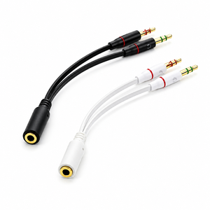 Cable <span class=keywords><strong>Adaptador</strong></span> Divisor de <span class=keywords><strong>Audio</strong></span> en Y de 3.5mm <span class=keywords><strong>Hembra</strong></span> <span class=keywords><strong>a</strong></span> <span class=keywords><strong>2</strong></span> Machos para Auriculares y Micrófono, Cable Estéreo para PC, Laptop y Auriculares de Juego - Product Image 1