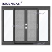 Fenêtre coulissante extérieure Rogenilan en aluminium gris foncé, insonorisée, double vitrage, à rupture de pont thermique