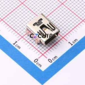 HX MINI 5P 4J USB Connector Bent Lead Through Hole Connector Mini-B USB 2.0 Female Right Angle Insert - Product Image 1