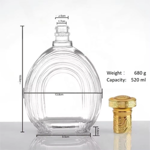Decantador de <span class=keywords><strong>Tequila</strong></span> y Brandy de Vidrio Flint de Primera Calidad de 520 ml con Tapón de Corcho - Product Image 2
