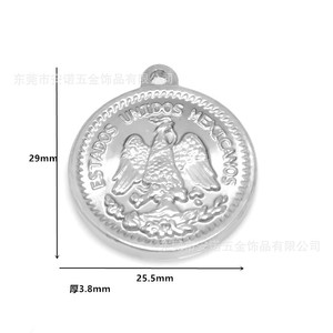 Pendentif Aigle Mexicain en Acier Inoxydable, Design Ange 50 Pesos, Bijou Thème Double Face, Cadeau Unisexe - Product Image 5