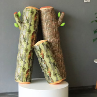 Coussin décoratif en peluche personnalisé en forme de souche d'arbre, avec impression bois réaliste, à câliner, pour compagnon de sommeil