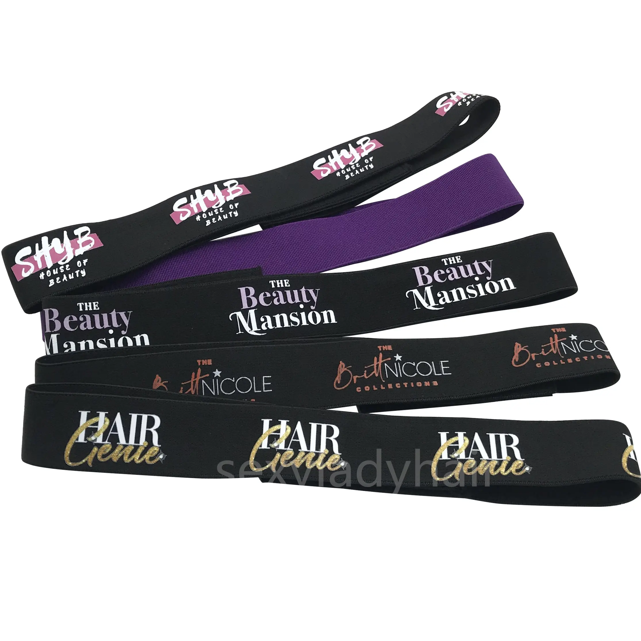 Own brand adjustable wig bands for women custom logo hair accessories elastic tie headband