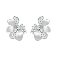 Boucles d'oreilles en moissanite plaqué or 14 carats brossé motif fleur, en argent sterling 925, modèle lys, pour femmes - Vente en gros de bijoux personnalisés Tmy