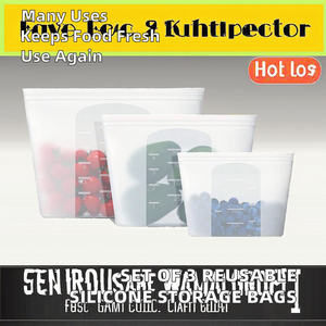 Reusable Plastic Food Storage Containers Set of 3 Sizes Rectangle Airtight Zipper Lids Freshness Preservation Fridge Use - Product Image 2