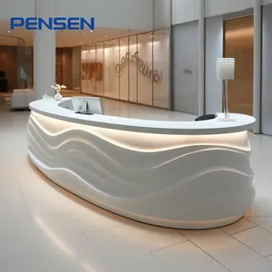 Custom Fabrication Hot Deformation Special Shape Scratch And Stain Resistant Solid Surface Material Reception Desk