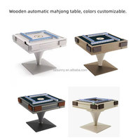 Table de Mahjong Électrique Automatique Moderne Multifonctionnelle Écologique avec Pieds en Bois Massif pour 4 Joueurs, Alimentation USB, Table de Poker