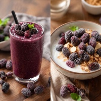 Graad A Halal IQF Diepvries Mulberiën Groothandel |   100% natuurlijke, verse, diepvries hele zwarte moerbeien voor sap, smoothies & jam