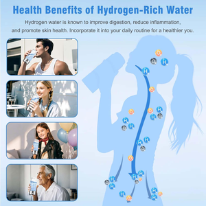 Bouteille d'eau hydrogénée, générateur d'eau riche en hydrogène, bouteilles portables rechargeables, bouteille en verre hydrogénée - Product Image 3