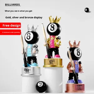 Salón de billar negro ocho resina conmemorativa ecológica diseño libre trofeo hecho a medida Snooker competición campeón tallado - Product Image 4