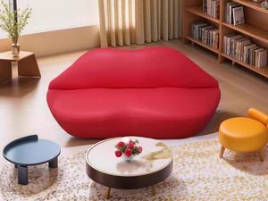 Modernes rotes lippen förmiges Samts ofa Luxus-Wohnzimmer couch Einzigartige Designer möbel Bequemer heißer Verkauf Großhandels preis - Product Image 2