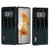 Antichoc en cuir véritable motif Crocodile couverture arrière quatre coins Absorption des chocs étui de protection pour Huawei Mate X3 X5