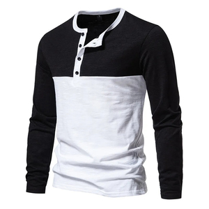 Nouveaux styles Chemise de base à manches longues à quatre boutons Col Henry Col rond Polyester Couleur mélangée T-shirt à manches raglan - Product Image 3