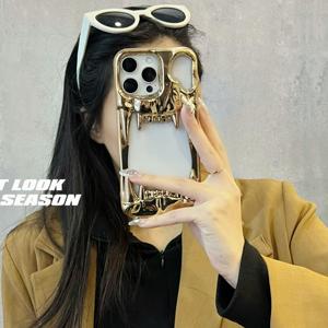 Mạ Điện New Hollow <span class=keywords><strong>Tiger</strong></span> Răng 3D Trường Hợp Đối Với <span class=keywords><strong>iPhone</strong></span> 17 Pro Phong Cách Hollow Bạc Điện Thoại Bìa Đối Với <span class=keywords><strong>iPhone</strong></span> 17 16 15 14 13 12 - Product Image 3