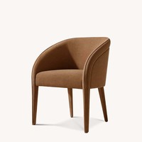 Fauteuil de salle de bain moderne et confortable en tissu mélange lin brun cannelle avec dossier enveloppant en U pour salle à manger et bureau à domicile