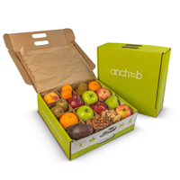 Boîte-cadeau de luxe personnalisée, emballage haut de gamme, design rouge et or, boîte en papier rigide pour les cadeaux de fruits de Noël et du Nouvel An