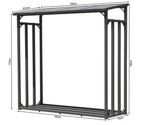 Rack à bois Outdoor185 X 70X185cm,2.4 M³/3.5 SRM Capacité de charge Abri en bois Rack à bois extérieur avec housse de protection - Product Image 2