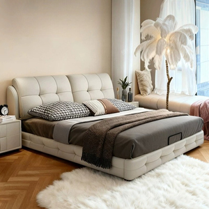 <span class=keywords><strong>Lit</strong></span> plateforme capitonné à double grille, entièrement rembourré, avec cadre <span class=keywords><strong>de</strong></span> sommeil intégré et enveloppant, idéal pour chambre principale, villa, appartement - Product Image 5