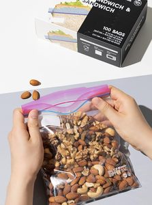 Sacs de conservation alimentaire réutilisables variés, matériau PEVA de qualité alimentaire, double fermeture éclair, adaptés au congélateur, sans BPA - Product Image 6