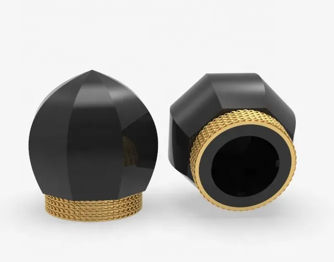 NewデザインCrown形状黒キャップゴールドベースzamac香水キャップのための15ミリメートルボトル