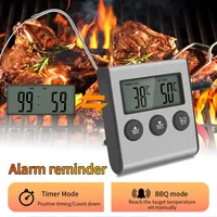 Termometer Memasak Digital Dapur untuk Daging dan Makanan, Termometer Suhu untuk Oven, BBQ, Panggangan, dengan Fungsi Timer dan Probe Pengukur Panas untuk Memasak