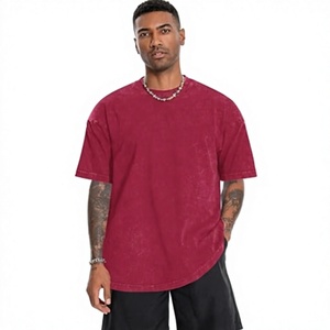 Camiseta de Manga Corta para Hombre, Corte Regular, Lavado Vintage, Cuello Redondo, Color Sólido, Estilo Deportivo, 100% Algodón Canvas, Negro, Beige, Azul - Product Image 3