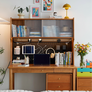 Wooden <strong>Desk</strong> Storage Rack Integrated Shelving <strong>Unit</strong> for Desktop &amp; Bookshelf - Product Image 5