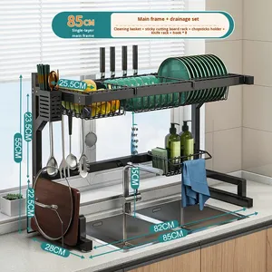 Kitchen Multifunctional Stainless Steel Sink <strong>Rack</strong> Countertop <strong>Dish</strong> and Bowl Draining Storage <strong>Rack</strong> with Double Tier for Dinnerware - Product Image 6