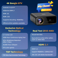 Proyector U001 Pro 4K Android 14, 2050 ANSI Lúmenes, Google TV, 1080P, Cine en Casa, LED LCD, Compatible con 3D, Estéreo Integrado, WiFi de Doble Banda