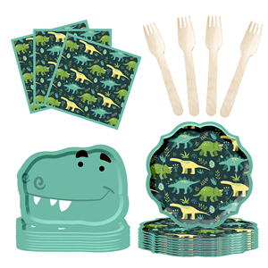 DAMAI - Juego de Vajilla Desechable con Temática de Dinosaurios, Nuevo y Popular, Personalizado, Artículos para Fiestas, Cumpleaños de Niños - Product Image 1