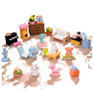 Thu nhỏ nhựa thủ công Dollhouse phụ kiện nhà bếp nội thất phòng tắm thiết lập bao gồm cả tủ lạnh máy giặt đồ chơi trang trí cho - Product Image 1