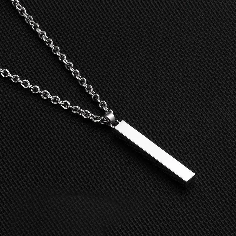 2022 New Fashion Rectangle Bar Necklace Men Waterproof Stainless Steel Chain Pendant Necklace For Men Jewelry Gift