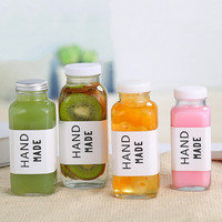 Bouteille de boisson en verre carré français transparente de 8 oz, 12 oz, 16 oz, 250 ml, 350 ml, 500 ml, 950 ml pour jus de fruits avec bouchon à vis hermétique