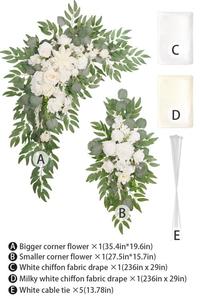 Set 4 pezzi Set di fiori con arco di nozze <span class=keywords><strong>artificiali</strong></span> 2 festoni floreali 2 drappeggi in tessuto per il ricevimento della cerimonia di san valentino - Product Image 6