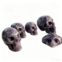 Crâne en Pierre Naturelle Mystique Sculpté en Améthyste Violette Époustouflante – Décoration Énergétique Reiki pour la Méditation