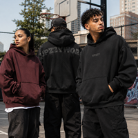 Sweat-shirt à capuche personnalisé de haute qualité avec impression en relief, poids lourd 380 GSM, logo ton sur ton, OEM, faible MOQ, coupe ample et carrée