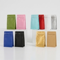 Sachet Doypack en PET pour aliments, thé, café, avec fermeture zip, soudure huit côtés, fond plat, pour emballage de grains de café, avec valve