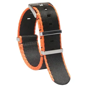 High Quality One Piece of Nylon Watch Bracelet 20mm 22mm Seatbelt Nylon Watch Bands Straps Black Orange