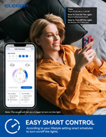 Interrupteur intelligent à capteur de lumière, interrupteur à capteur 3 voies Wi-Fi 2,4 GHz compatible avec Alexa et Google Assistant