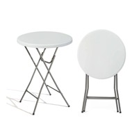Table de cocktail pliante ronde haute, portable, en plastique, pour événements et fêtes