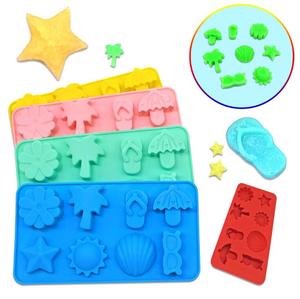 Moldes de Silicona con Temática de Playa de la Serie Tropical HY, Moldes para Cubitos de Hielo con Forma de <span class=keywords><strong>Sol</strong></span>, Estrella, Flor <span class=keywords><strong>y</strong></span> Árbol, Moldes para Hornear Pasteles <span class=keywords><strong>y</strong></span> Chocolate - Product Image 2