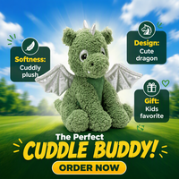 Peluche Mignonne de Dragon Bébé, Jouet en Peluche Doux, Poupée Dragon Ailé Kawaii, Anti-Stress pour la Décoration de Chambre d'Enfant
