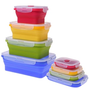 Bpa Free cấp thực phẩm đầy màu sắc Silicone gấp Hộp Ăn Trưa ráp lưu trữ thực phẩm <span class=keywords><strong>container</strong></span> <span class=keywords><strong>Set</strong></span> - Product Image 1