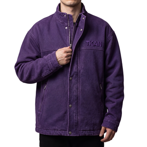 Custom Heavyweight Washed <b>Canvas</b> <b>Jackets</b> <b>Mens</b> Vintage Embroidered Stand Collar Zip Up Cargo Workwear Outerwear Coats TKAN8095 - Product Image 1
