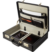 Porte-documents en cuir PU noir avec serrure à code, haute qualité, 16 pouces, 18 pouces, 19 pouces, mallette avec intercalaire, boîte au toucher doux