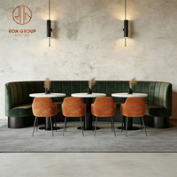 Ensemble de table et de banquettes de restaurant commercial en marbre rond durable, au design moderne et luxueux