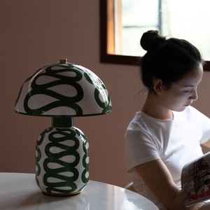 Ceramic Mushroom Table <b>Lamp</b> Glazed Green E26 <b>LED</b> Ambient <b>Light</b> For Reading Living Room - Product Image 5
