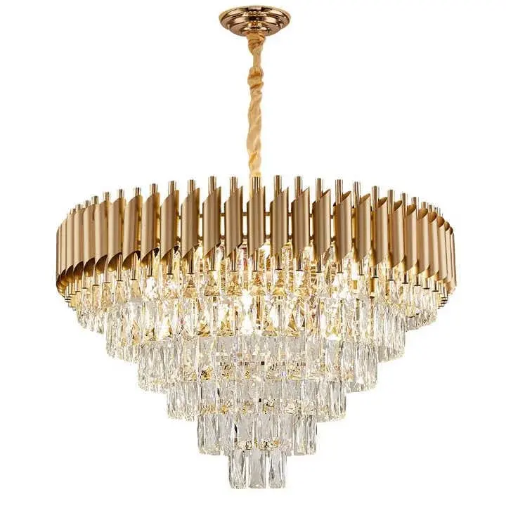 Ronde Indoor Luxe Plafond Kroonluchter Zwart Goud Led Home Moderne Kristallen Kroonluchters & Hanglampen