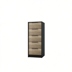 Comò Cannon a 5 cassetti in Wengue Nero e Rovere Chiaro, Arredamento Moderno per Camera da Letto - Product Image 1